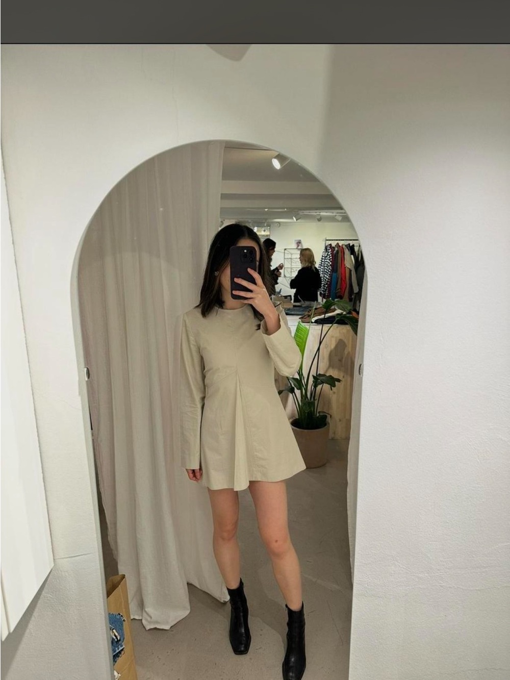 COS Cream Long-Sleeve Trench Mini Dress